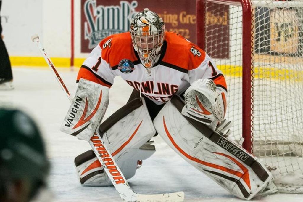 Hammy guards the net for the last time in the NCAA...off to the NHL (click photo for story)