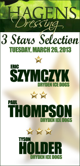 Hagen's Dressing 3 Stars for March 26, 2013