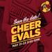 Maroon-tinted image of cheerleader uniform close up. Graphic: Cheer Evaluations