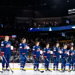 Team USA stands on the blue line for the National Anthem during the 2023-24 Rivalry Series
