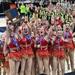 high kick team celebrates at state