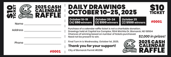 2025 Cash Calendar Raffle - Book Pick-Up Tonight!