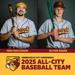 Image of Minneapolis Roosevelt High School Baseball player posing for camera with graphic: Minneapolis City Conference 2025 All-City Baseball Team Mike Maccaroni & Oliver Roark