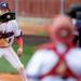 Helena Senators infielder/outfielder James DeMers (#5) catches a putout from his catcher during Game 1 of Saturday's nonconference doubleheader against the Missoula Mavericks at Kindrick Legion Field.