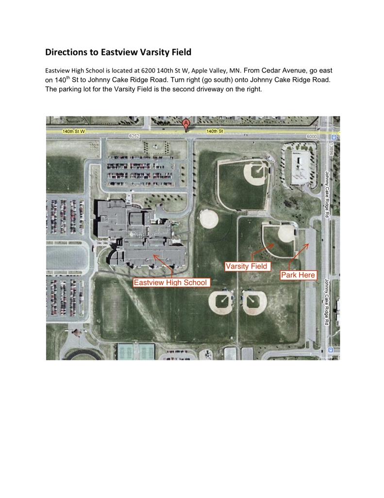 EVAA Fastpitch Softball Fields & Directions