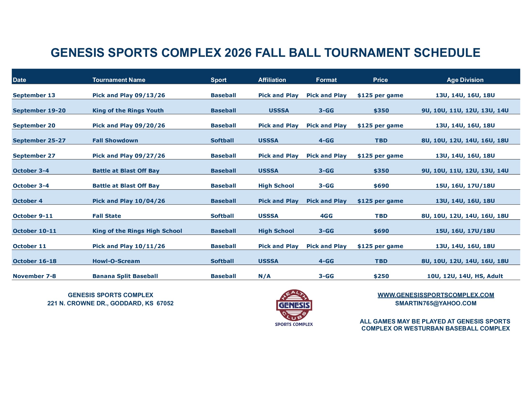 2026 Tournaments