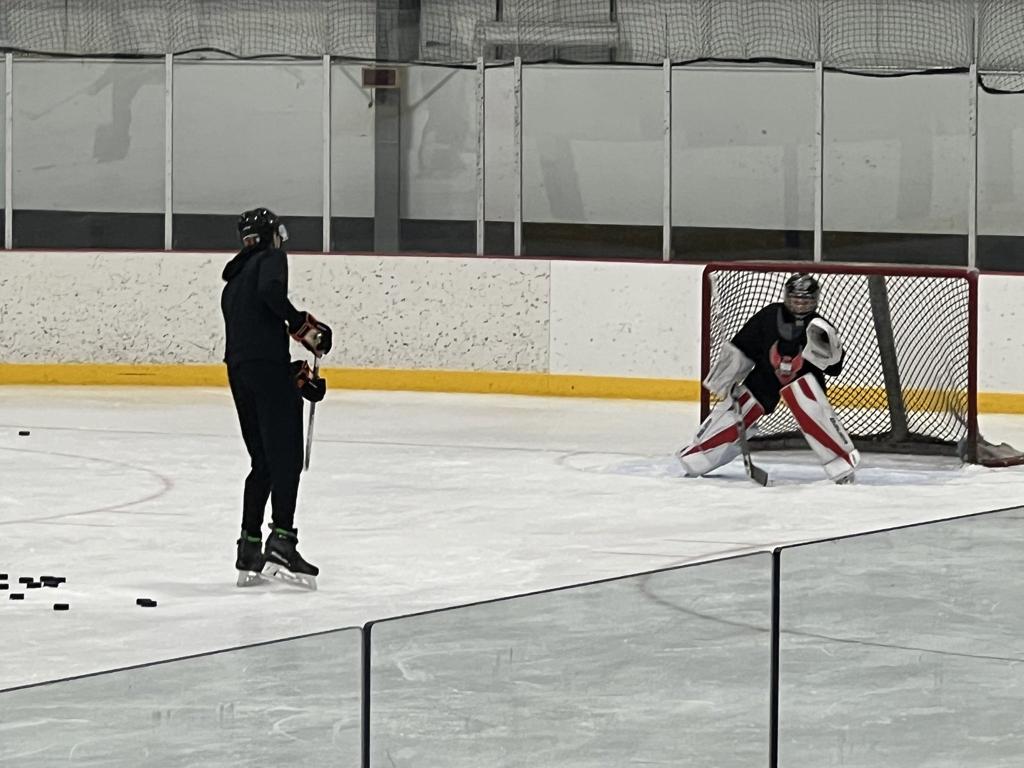 Player shooting on a goalie at Fremont