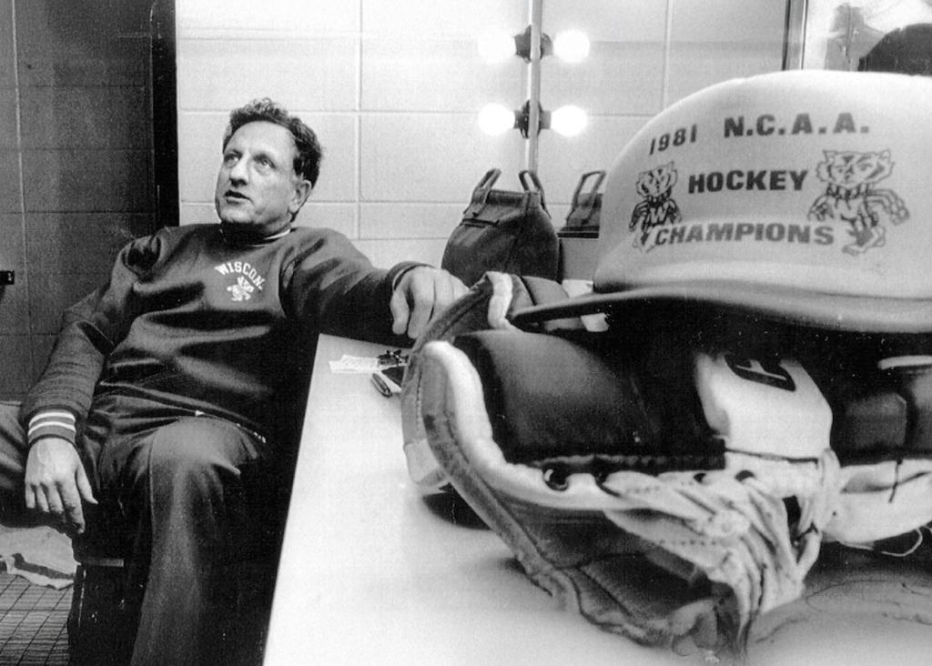 Minneapolis Roosevelt High School Hockey Coach Bob Johnson during his days as a coach of the Wisconsin Badgers