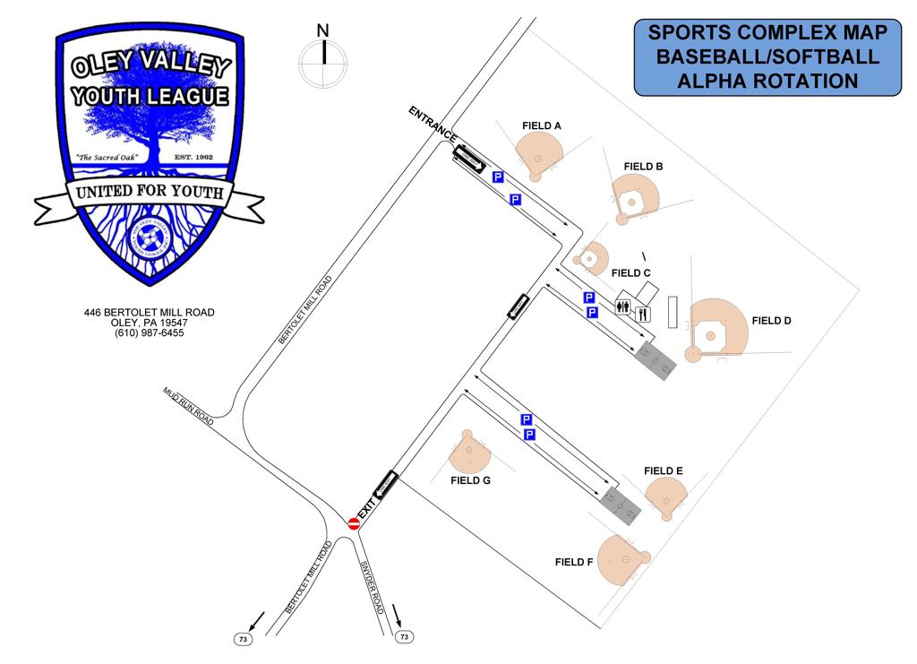 baseball and softball field map