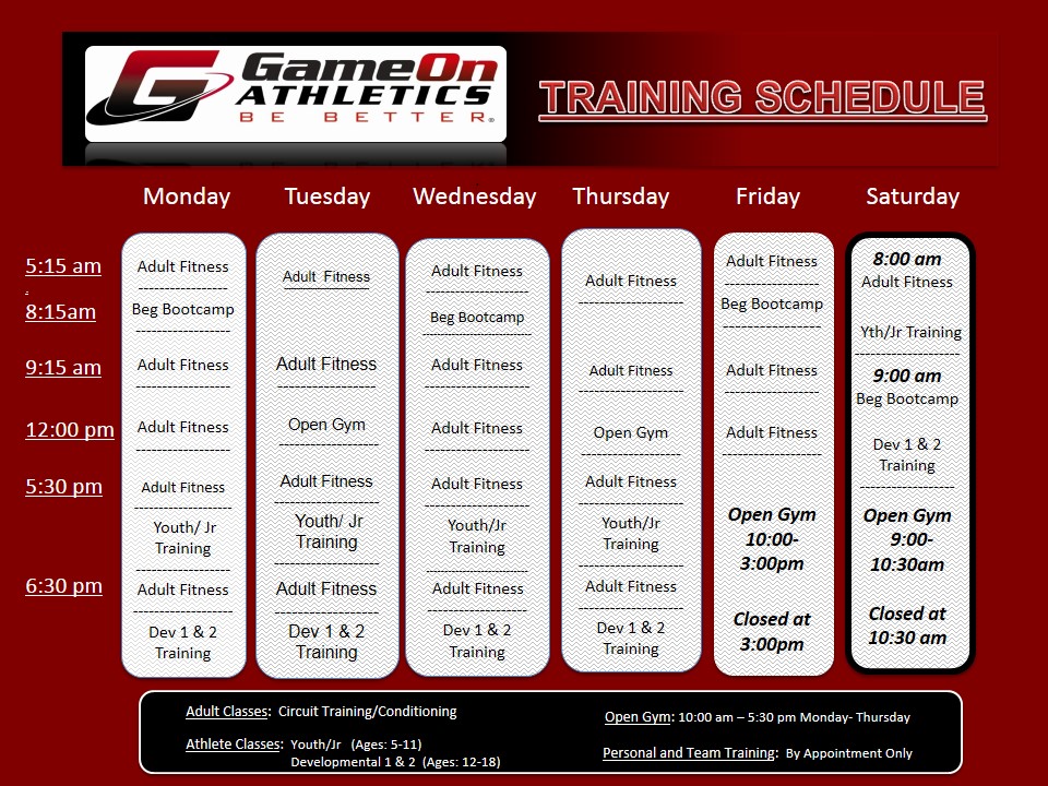 training schedule training schedule form
