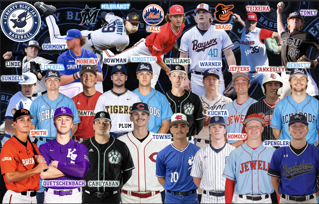 Picture of baseball players in a collage posing in uniforms. 