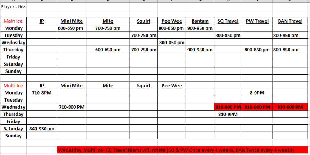 Revised 2018-2019 Ice Schedule
