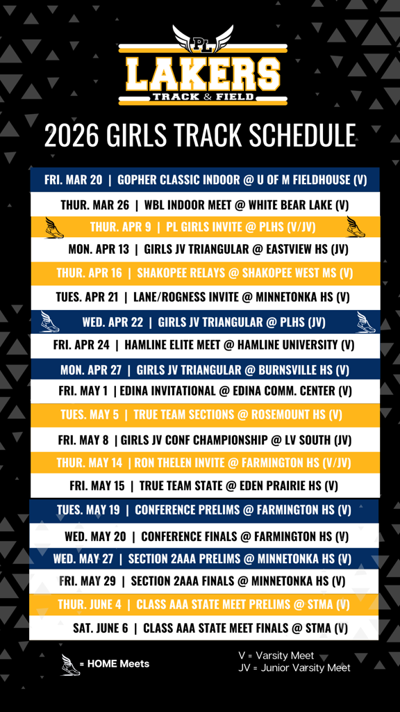 2026 Girls Track & Field Schedule